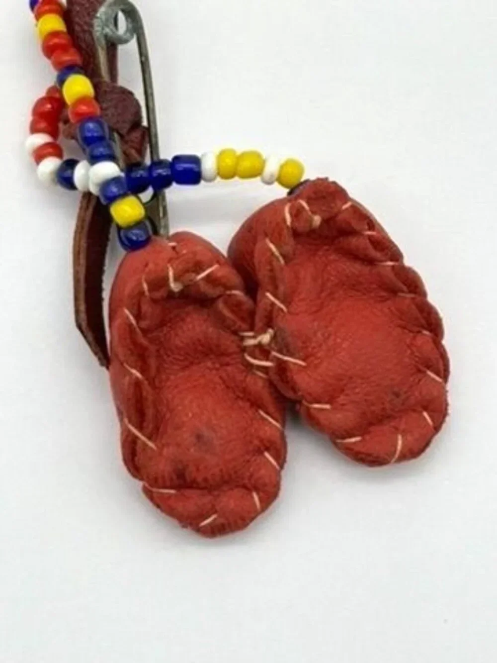 Vintage Native American Brooch Handmade & Hand Painted Miniature Moccasin & Drum - Picture 5 of 13